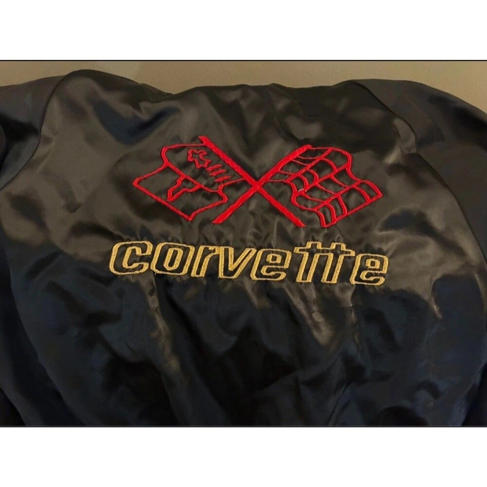 Vintage 1980s Corvette C4 Auburn Sportswear Satin Jacket USA Made Large L